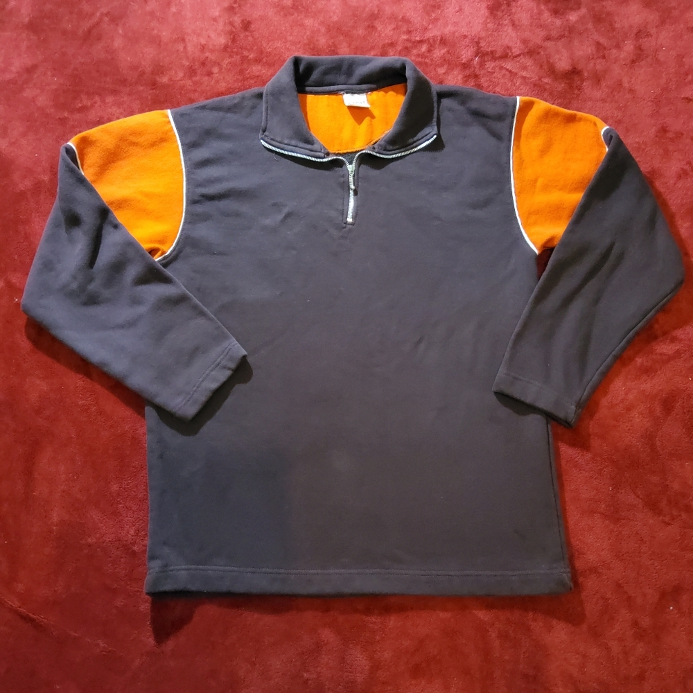 Vintage Rush Mens Quarter Zip Sweater Size Medium Dark Maroon & Orange